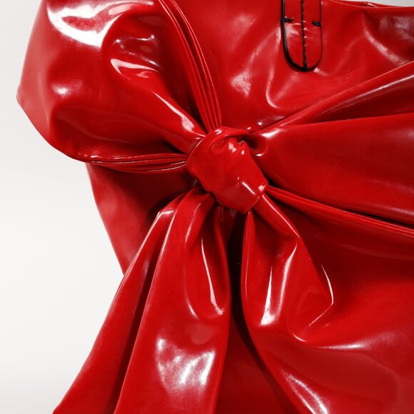Valentino Red Patent Leather Lacca Bow Tote Shoulder Bag - Picture 3 of 12